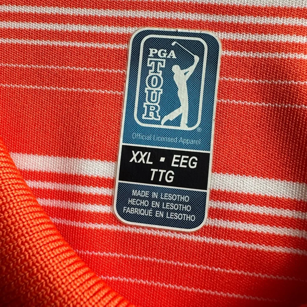 PGA Tours Golf Polo Shirt Mens Orange Striped‎ Tour Performance Size  XXL